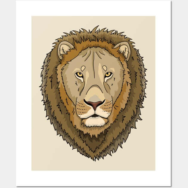 Detailed lion head cartoon artwork Wall Art by The Christmas Lady